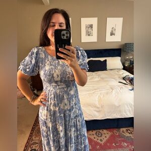 Vici Blue and White Floral Maxi Dress